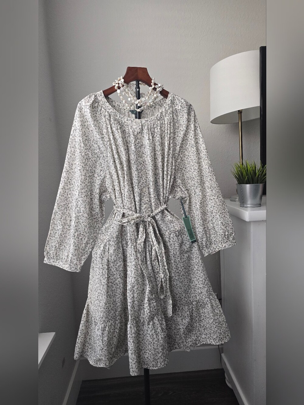 NWT Terra & Sky 4X Tiered Mini Dress 100% Cotton Pockets Buttons Cottagecore